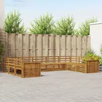 Lauko sofos komplektas 9 pcs Natūrali Kietos akacijos mediena