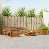 Lauko sofos komplektas 10 pcs Natūrali Kietos akacijos mediena