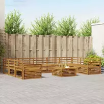 Lauko sofos komplektas 10 pcs Natūrali Kietos akacijos mediena