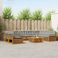 Lauko sofos komplektas 10 pcs Natūrali ir šviesiai pilka