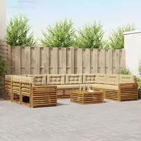 Lauko baldų komplektas Lauko sofos komplektas su pagalve 10 pcs Natūralus ir bežinis