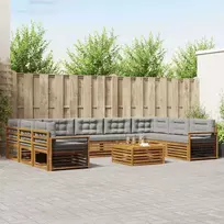 Lauko sofos komplektas 10 vnt. Natūrali ir šviesiai pilka