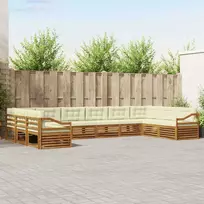 Lauko baldų komplektas Sofų komplektai su pagalve 10 pcs Natūralus ir grietinėlė