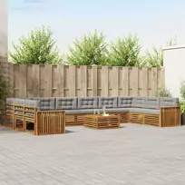 Lauko baldų komplektas Sofų komplektai su pagalve 11 pcs Natūrali ir šviesiai pilka