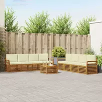 Lauko baldų komplektas Sofų komplektai su pagalve 9 pcs Natūralus ir grietinėlė