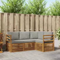 Lauko baldų komplektas Sofų komplektai su pagalve 4 pcs Natūrali ir šviesiai pilka