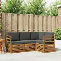 Lauko baldų komplektas Sofų komplektai su pagalve 4 pcs Natūralus ir antracitas