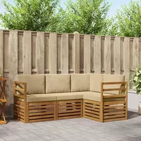 Lauko baldų komplektas Sofų komplektai su pagalve 4 pcs Natūralus ir bežinis