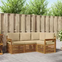Lauko baldų komplektas Sofų komplektai su pagalve 4 pcs Natūralus ir bežinis