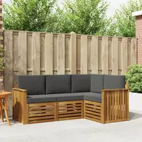 Lauko baldų komplektas Sofų komplektai su pagalve 4 pcs Natūralus ir antracitas