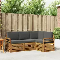 Lauko baldų komplektas Sofų komplektai su pagalve 4 pcs Natūralus ir antracitas