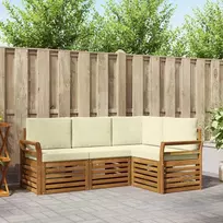 Lauko baldų komplektas Sofų komplektai su pagalve 4 pcs Natūralus ir grietinėlė