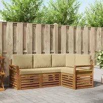 Lauko baldų komplektas Sofų komplektai su pagalve 4 pcs Natūralus ir bežinis