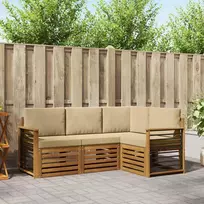 Lauko baldų komplektas Sofų komplektai su pagalve 4 pcs Natūralus ir bežinis