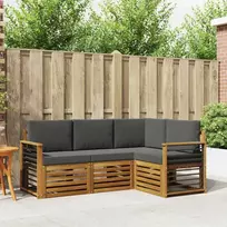 Lauko baldų komplektas Sofų komplektai su pagalve 4 pcs Natūralus ir antracitas