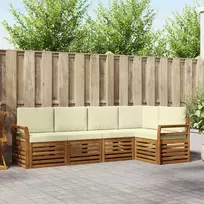 Lauko baldų komplektas Sekcijos sofų komplektas 5 pcs Natūralus ir grietinėlė