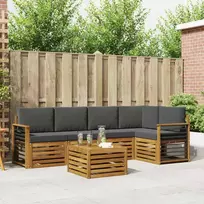 Lauko baldų komplektas Sekcijos sofų komplektas 6 pcs Natūralus ir antracitas