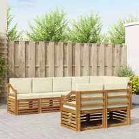 Lauko baldų komplektas Sofų komplektai su pagalve 8 pcs Natūralus ir grietinėlė
