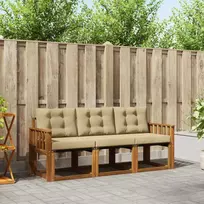 Lauko sofos komplektas su pagalve 3 pcs Natūralus ir bežinis