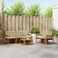 Lauko sofos komplektas su pagalve 6 pcs Natūralus ir bežinis