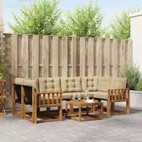 Lauko sofos komplektas su pagalve 7 pcs Natūralus ir bežinis