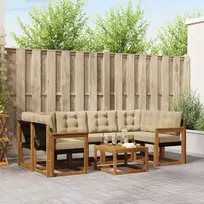 Lauko sofos komplektas su pagalve 7 pcs Natūralus ir bežinis