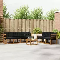 Lauko sofos komplektas su pagalve 8 pcs Natūrali ir juoda