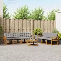 Lauko sofos komplektas 8 pcs Natūrali ir šviesiai pilka