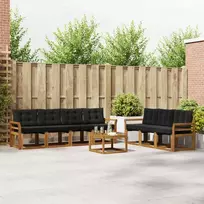 Lauko sofos komplektas su pagalve 8 pcs Natūrali ir juoda