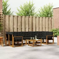 Lauko sofos komplektas su pagalve 8 pcs Natūrali ir juoda