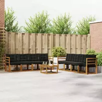 Lauko sofos komplektas su pagalve 9 pcs Natūrali ir juoda