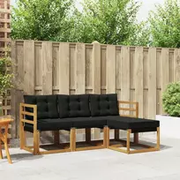 Lauko sofos komplektas su pagalve 4 pcs Natūrali ir juoda