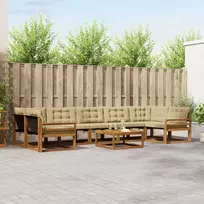 Lauko sofos komplektas su pagalve 8 pcs Natūralus ir bežinis