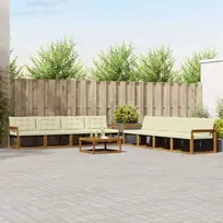 Lauko sofos komplektas su pagalve 9 pcs Natūralus ir grietinėlė