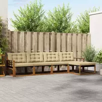 Lauko sofos komplektas su pagalve 5 pcs Natūralus ir bežinis