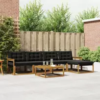 Lauko sofos komplektas su pagalve 6 pcs Natūrali ir juoda