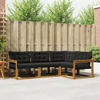 Lauko sofos komplektas su pagalve 4 pcs Natūrali ir juoda