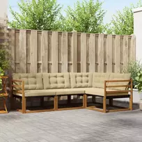 Lauko sofos komplektas su pagalve 4 pcs Natūralus ir bežinis