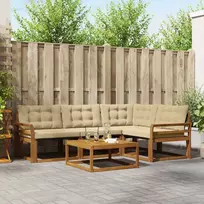 Lauko sofos komplektas su pagalve 5 pcs Natūralus ir bežinis