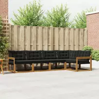 Lauko sofos komplektas su pagalve 5 pcs Natūrali ir juoda