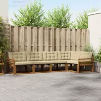 Lauko sofos komplektas su pagalve 5 pcs Natūralus ir bežinis