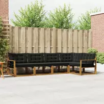 Lauko sofos komplektas su pagalve 5 pcs Natūrali ir juoda