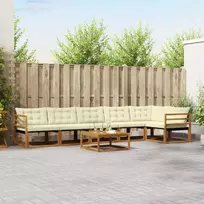Lauko sofos komplektas su pagalve 7 pcs Natūralus ir grietinėlė