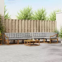 Lauko sofos komplektas 7 pcs Natūrali ir šviesiai pilka