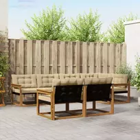 Lauko sofos komplektas su pagalve 7 pcs Natūralus ir bežinis
