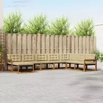 Lauko sofos komplektas su pagalve 8 pcs Natūralus ir bežinis