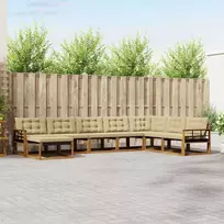 Lauko sofos komplektas su pagalve 8 pcs Natūralus ir bežinis
