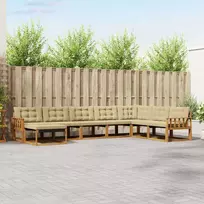 Lauko sofos komplektas su pagalve 8 pcs Natūralus ir bežinis