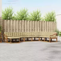 Lauko sofos komplektas su pagalve 8 pcs Natūralus ir bežinis