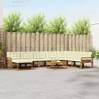 Lauko sofos komplektas su pagalve 9 pcs Natūralus ir grietinėlė